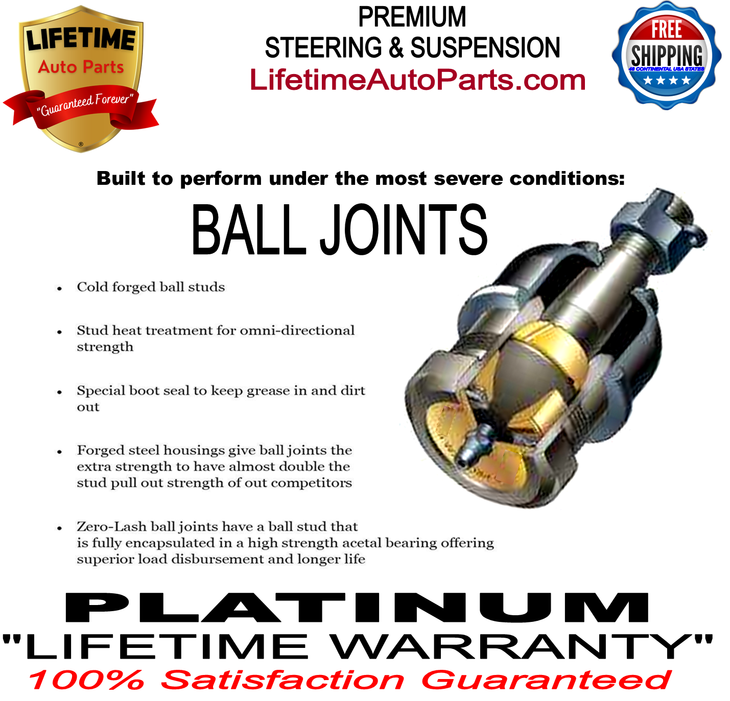Lifetime Steering Stabilizer Shock | 2011-2024 Ford F250 F350 F450 F550 Super Duty