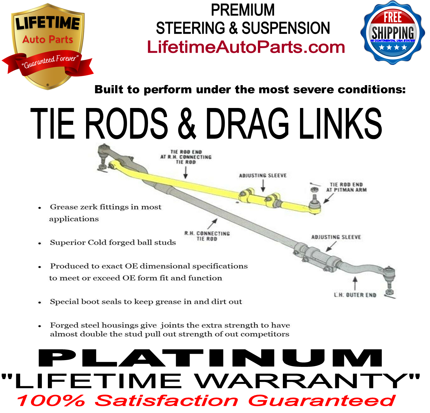 Lifetime Steering Stabilizer Shock | 2011-2024 Ford F250 F350 F450 F550 Super Duty