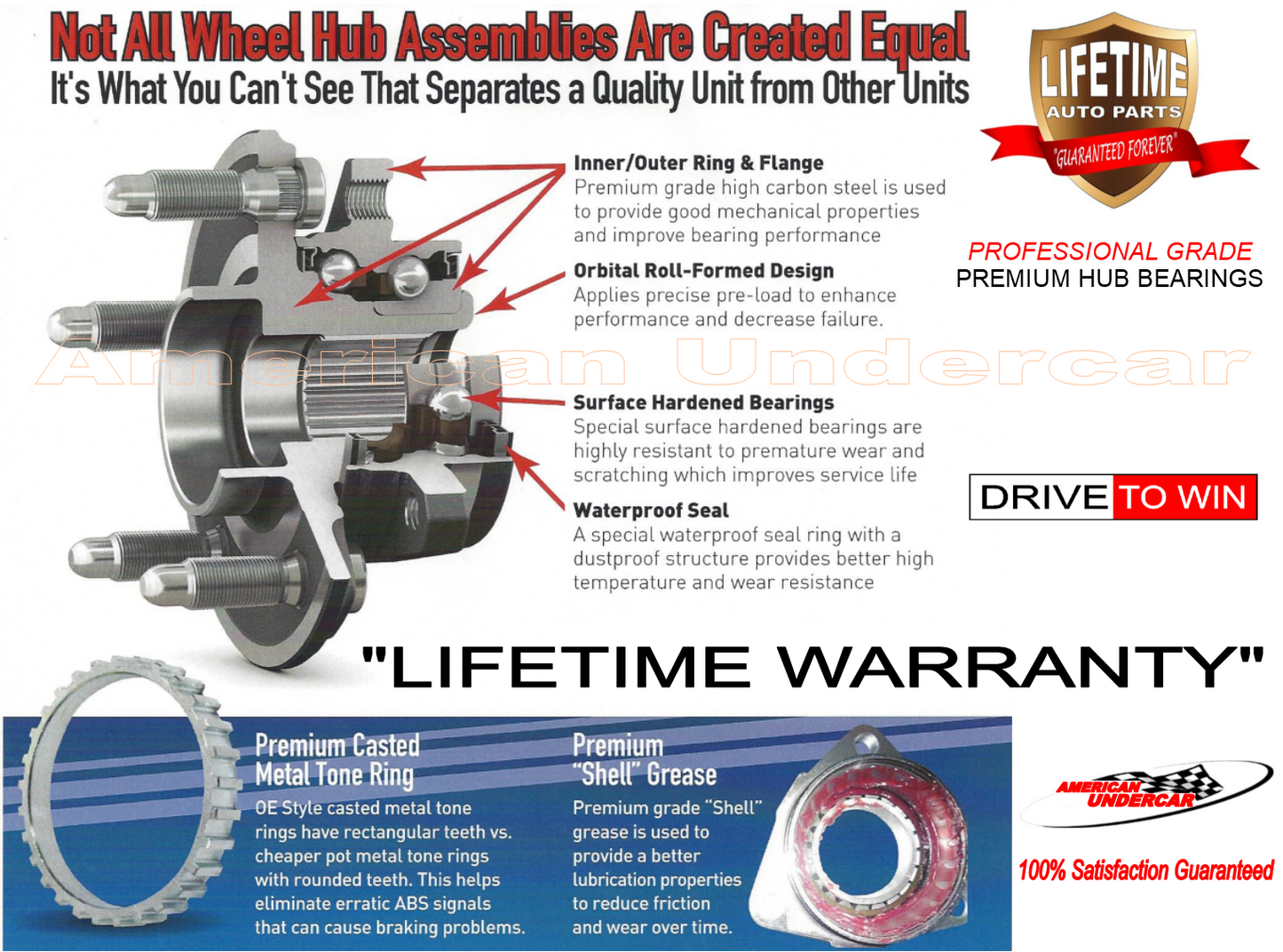 Lifetime Wheel Bearing Hub Assembly 2003-2005 Ford Excursion 4x4