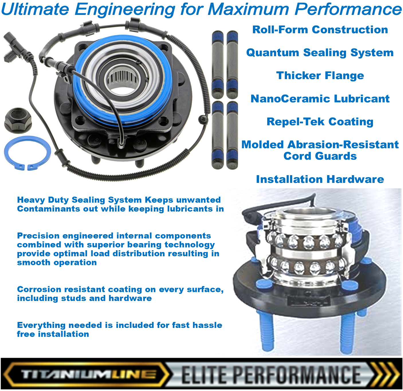 Lifetime Titanium Line Wheel Bearing Hub Assembly | 2005-2010 Ford F250 F350 Super Duty 4x4