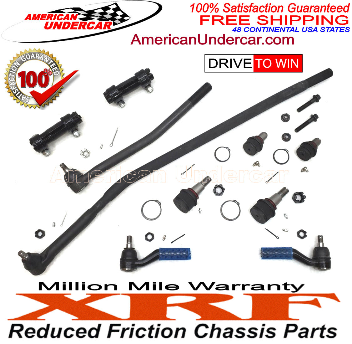 XRF Ball Joints Drag Link Tie Rod Steering Suspension Kit | 2008-2019 Ford E350 Super Duty DRW