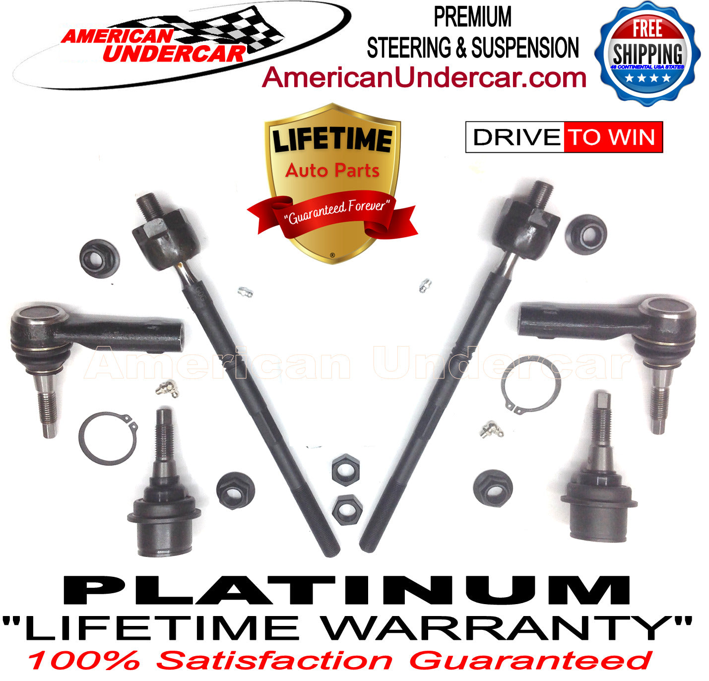 Lifetime Ball Joints Tie Rod Steering Kit | 2010-2013 Ford Transit Connect 2WD