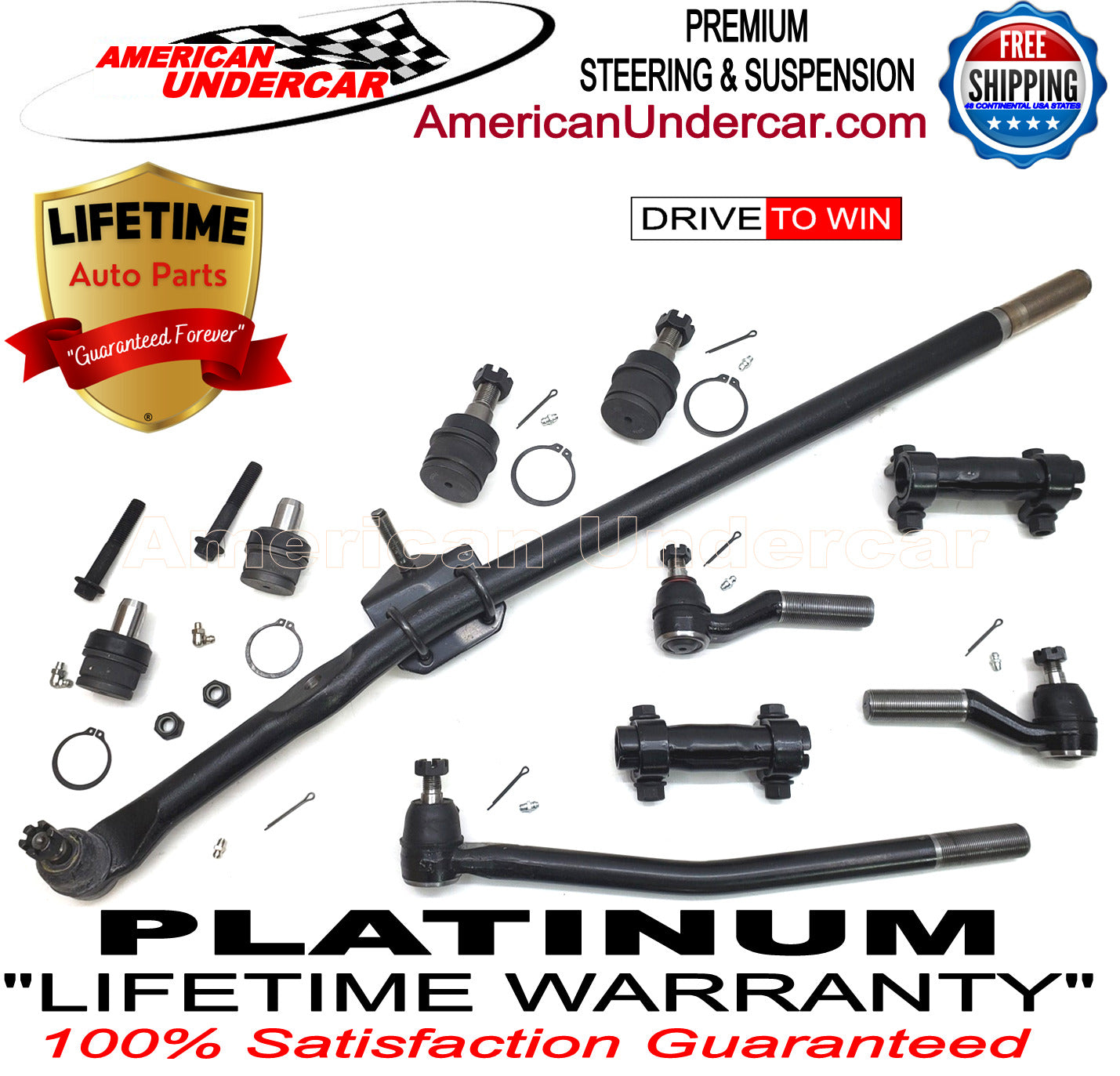Lifetime Ball Joints Drag Link Tie Rod Kit | 1996-1999 Ford E450 Econoline Super Duty 2WD