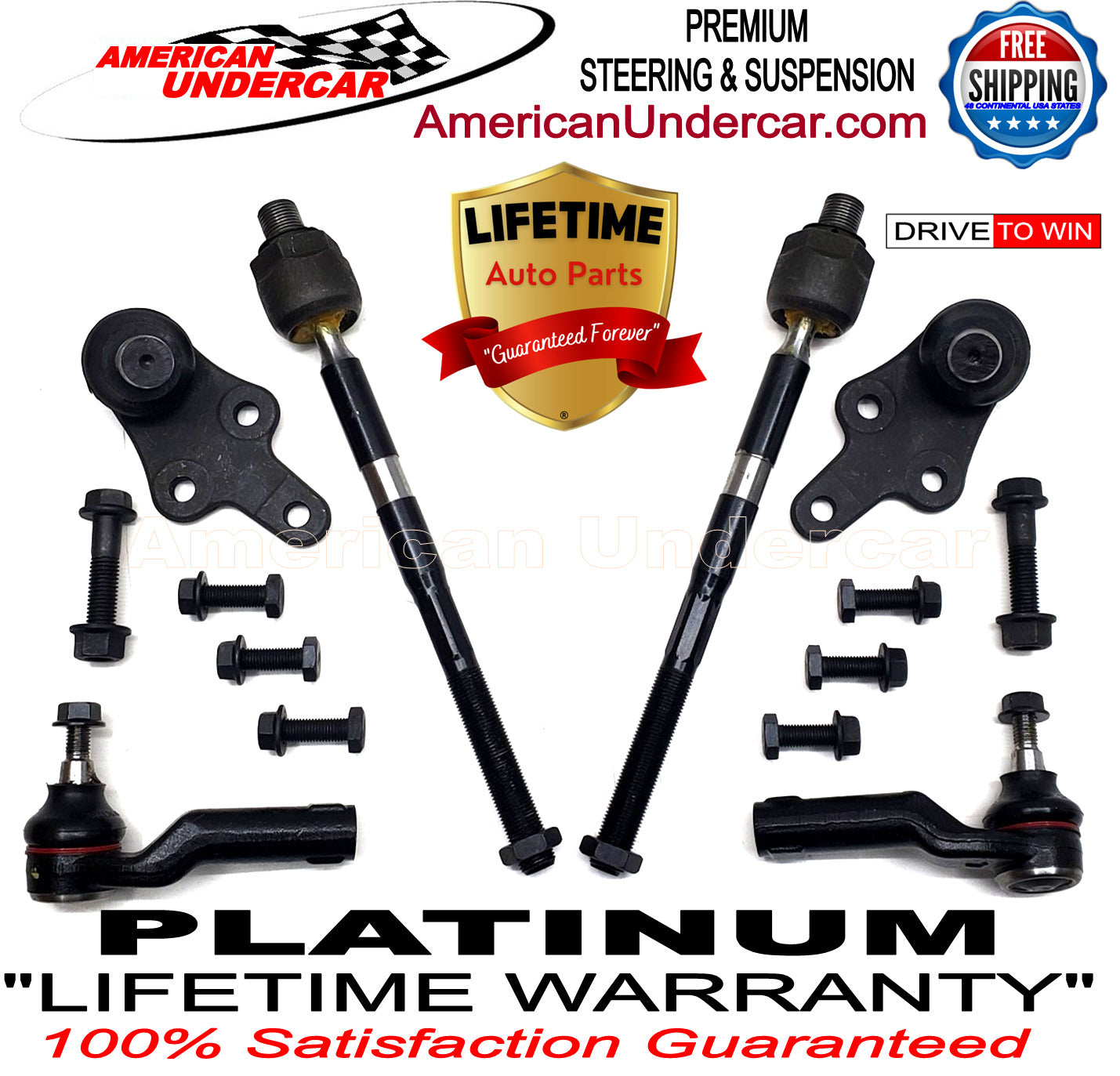 Lifetime Ball Joints Tie Rod Ends Steering Kit | 2014-2019 Ford Transit Connect 2WD
