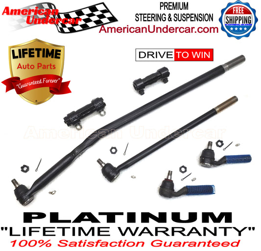 Lifetime Ball Joint Tie Rod Drag Link Steering Kit | 1995-1996 Ford F250 4x4 3850lb Axle